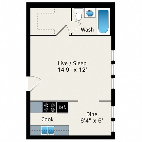 Studio - Medium Floorplan at Reside at 823